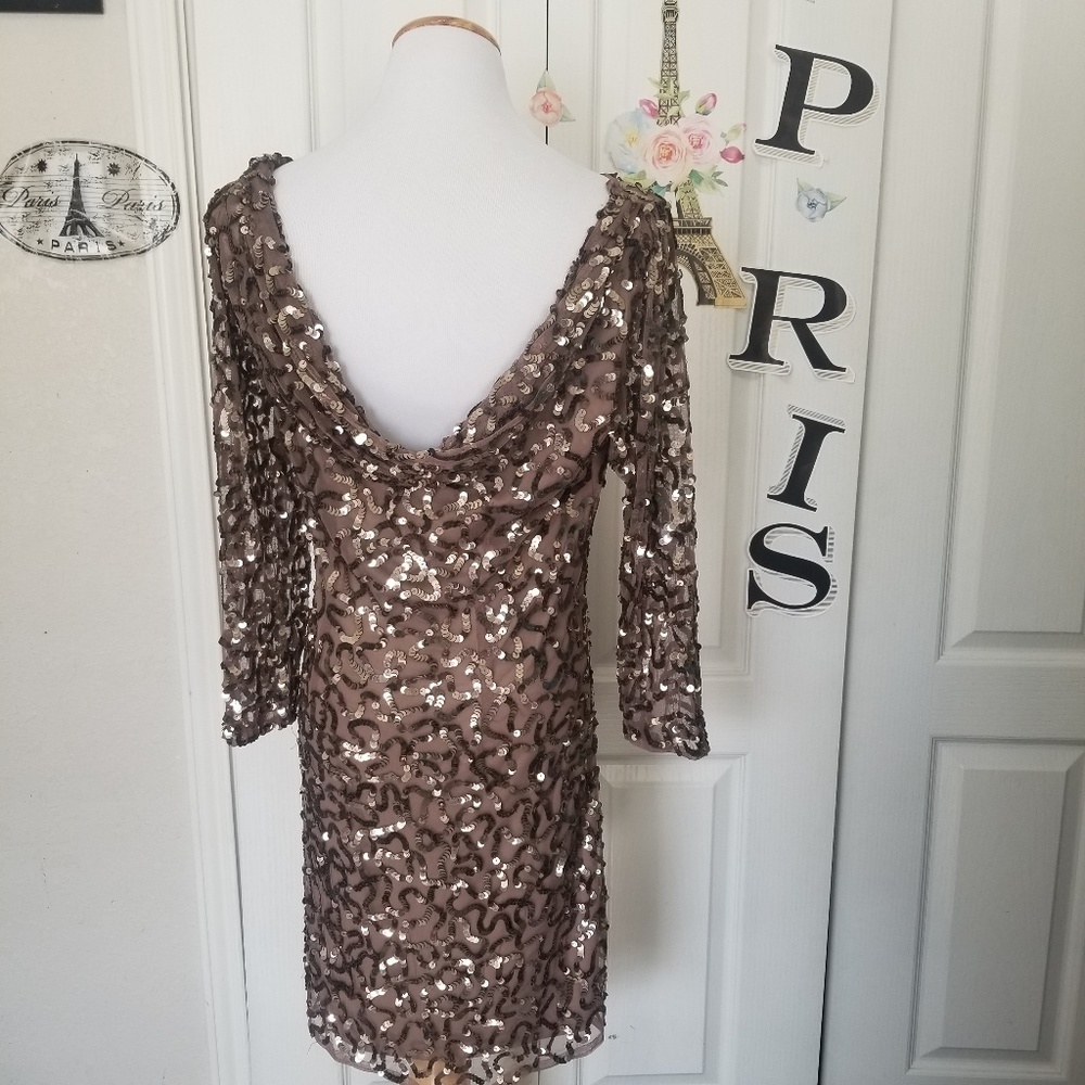 Vintage Pisarro Nights Sequined Brown   Cocktail Dress size 8 - Picture 3 of 8